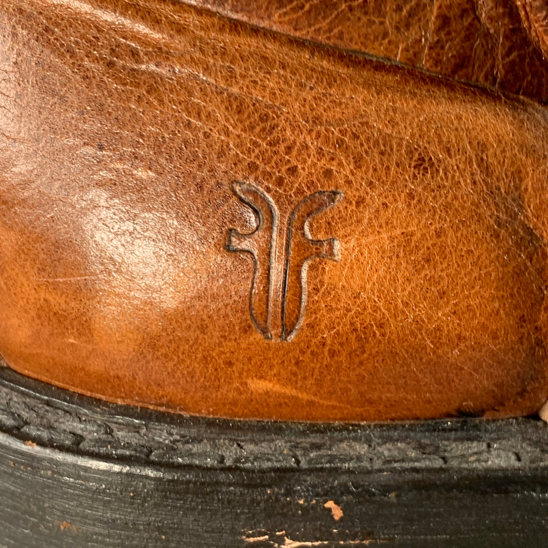FRYE Size 13 Brown Leather Side Zipper Harness Boots