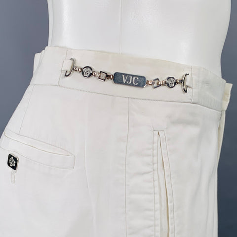 VERSACE JEANS Size 32 White Cotton Flat Front Casual Pants