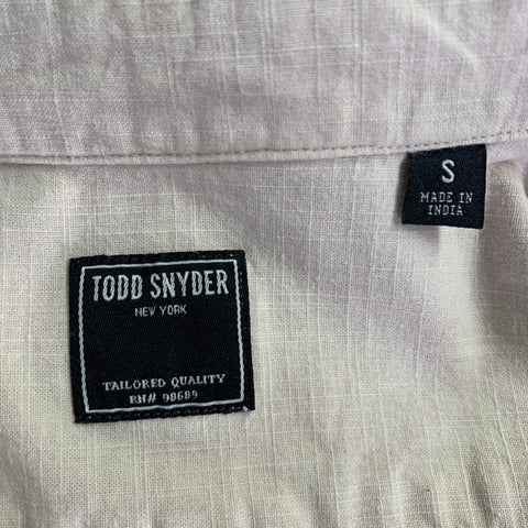 TODD SNYDER Size S Cream Multi Color Embroidery Cotton Short Sleeve Shirt