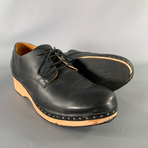 MAISON MARTIN MARGIELA Size 11 Black Leather Lace Up Shoes