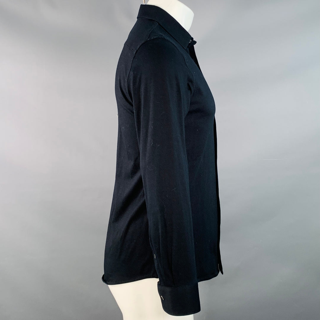 JIL SANDER Size 38 Black Cotton Blend Button Down Long Sleeve Shirt