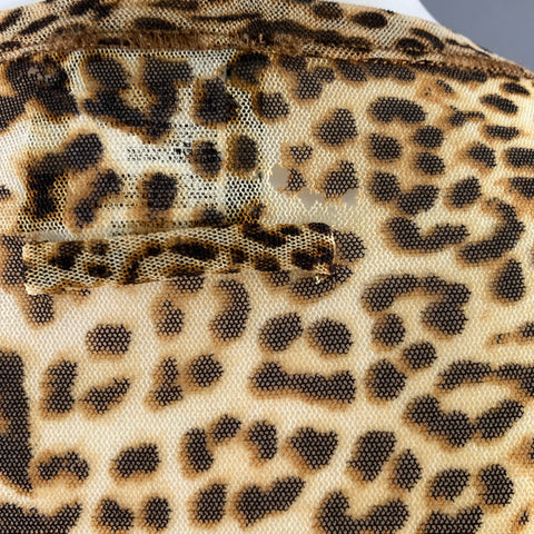 JEAN PAUL GAULTIER Size L Brown Black Leopard  Print Polyamide Mesh Pullover