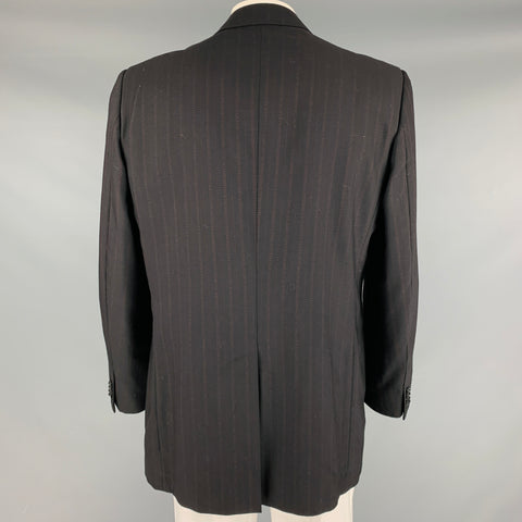 DOLCE & GABBANA Size 46 Black Burgundy Stripe Virgin Wool Sport Coat