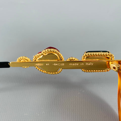 MOSCHINO Gold Green Red Tortoiseshell Jeweled Sunglasses