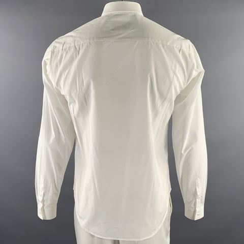 SANDRO Size M White Solid Cotton Pointed Collar Long Sleeve Shirt