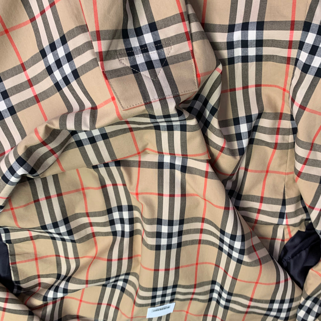 BURBERRY LONDON Size 44 Black Cotton Double Breasted Belted Trenchcoat