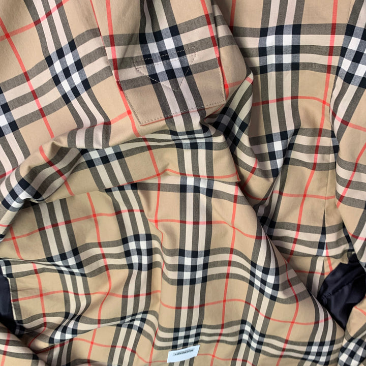 BURBERRY LONDON Size 44 Black Cotton Double Breasted Belted Trenchcoat
