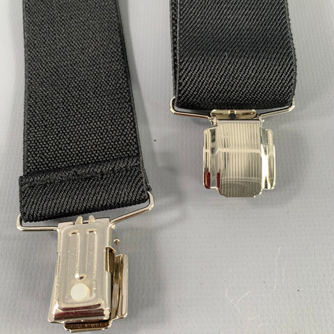 VINTAGE Black Silver Elastic Suspenders