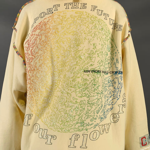 ADVISORY BOARD CRYSTALS Size M FW23 Cream Multi Color Cotton Blend Casual Top