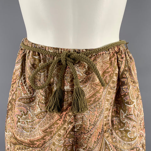ZIMMERMANN Size 10 Tan Peach Cotton Paisley Harem Casual Pants
