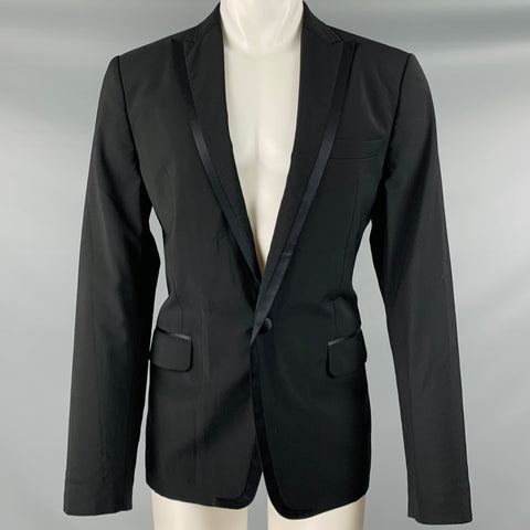 DSQUARED2 Size 40 Black Wool Peak Lapel Sport Coat