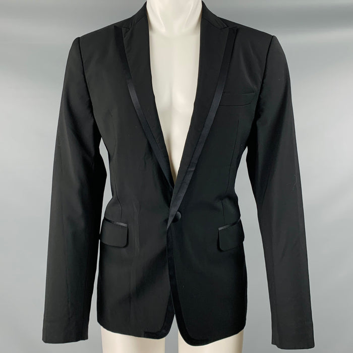 DSQUARED2 Size 40 Black Wool Peak Lapel Sport Coat