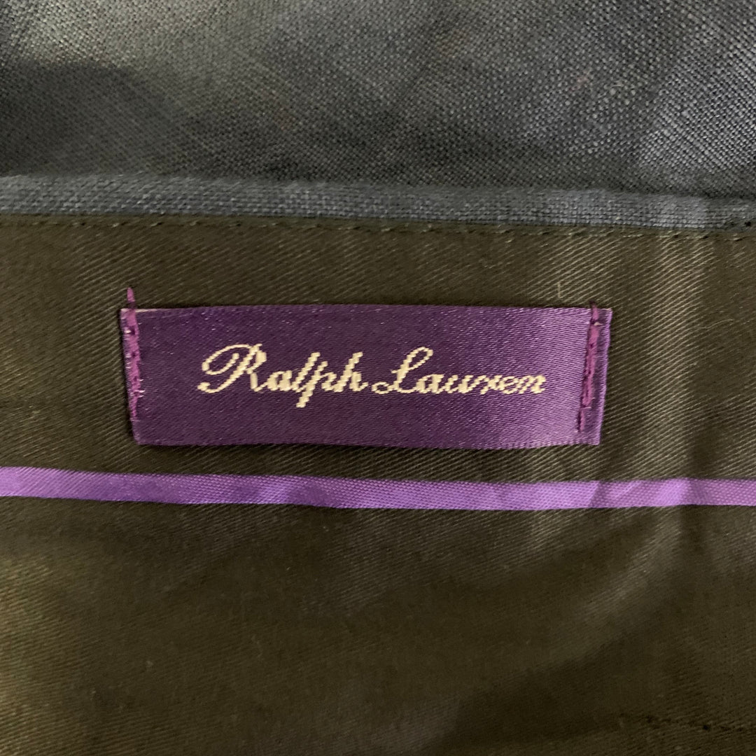 RALPH LAUREN Size 40 Navy Linen Wide Leg Casual Pants