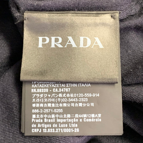 PRADA Size L Black Virgin Wool Jersey Long Sleeve Polo