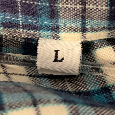 ADAM KIMMEL Size L Blue White Tartan Wool Cotton Long Sleeve Shirt