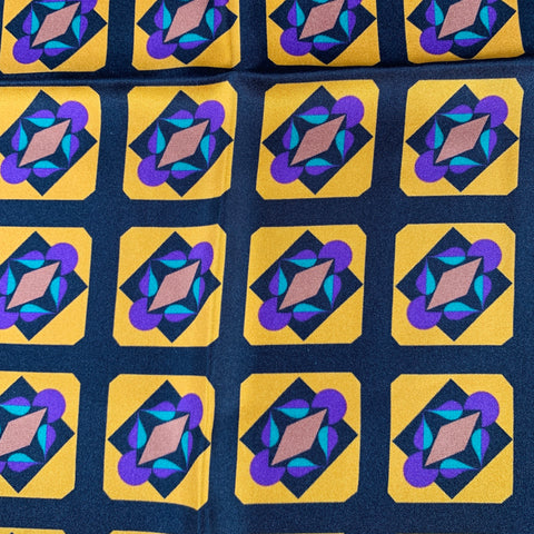 ETRO Gold Black Purple Abstract Silk Pocket Square