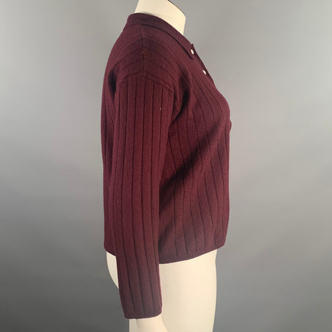 CALIFORNIA ARTS Size L Burgundy Wool Knit Button Up Sweater Womens