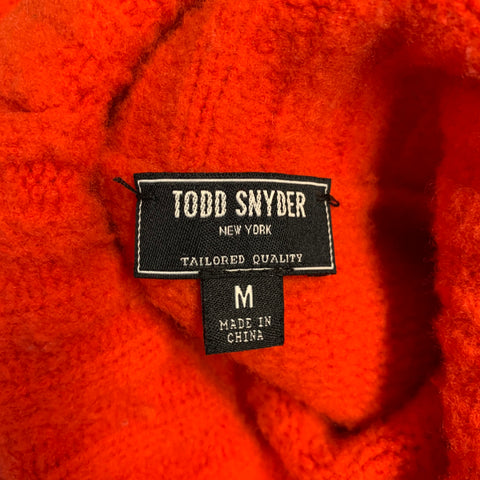 TODD SNYDER Size M Orange Knitted Wool Blend Turtleneck Sweater
