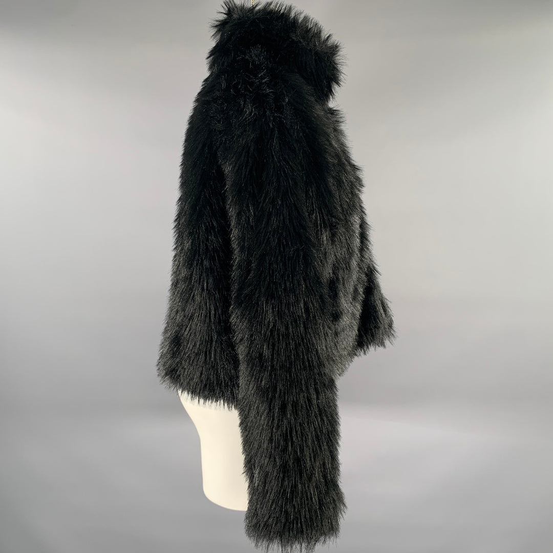 ADRIENNE LANDAU Size L Black Polyester Faux Fur Jacket