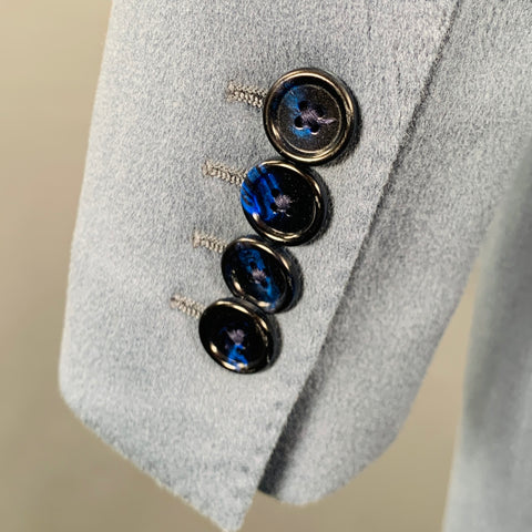 DOLCE & GABBANA Size 48 Blue Wool Cashmere Hidden Buttons Coat
