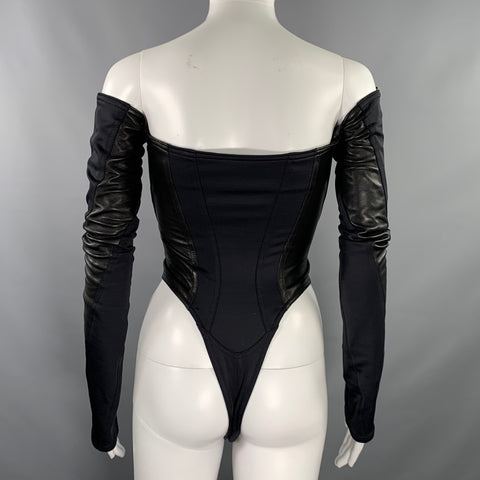Body MUGLER taille 2 en cuir d'agneau noir et nylon