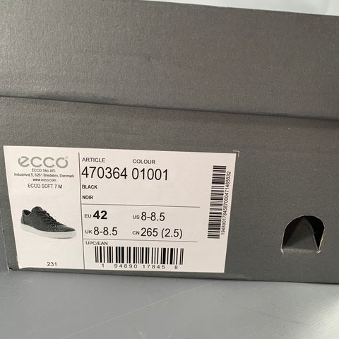 ECCO Size 9 Soft 7 Black White Leather Low Top Sneakers