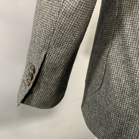 BLACK FLEECE Size 40 Grey Charcoal Grid Wool Notch Lapel Sport Coat