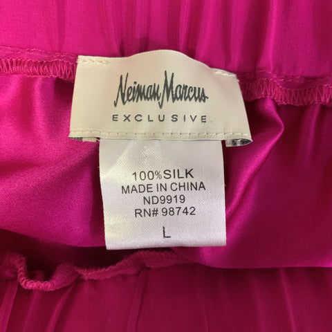 NEIMAN MARCUS Size L Pink Silk Maxi Skirt