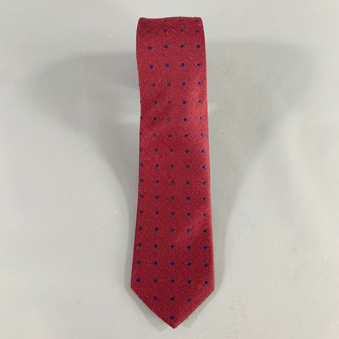 RAG & BONE Burgundy Navy Dots Wool Silk Tie