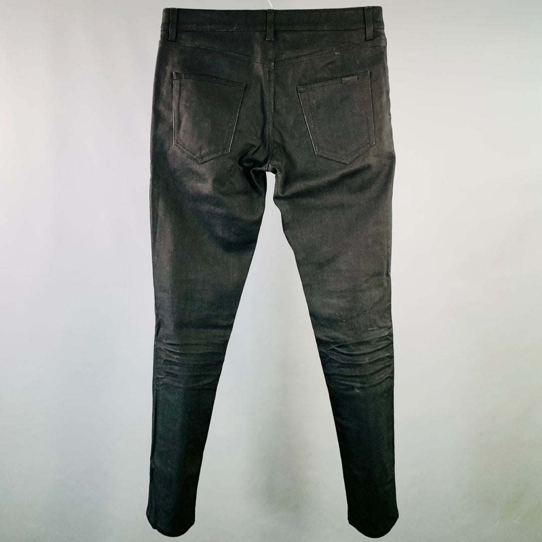 SAINT LAURENT 2020 Size 31 Black Denim Tapered Five Pockets Jeans
