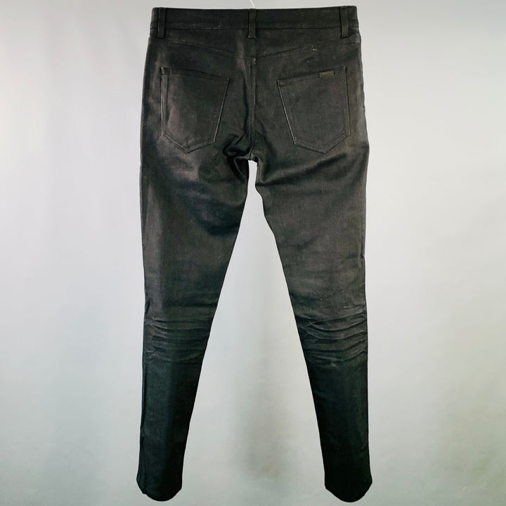 SAINT LAURENT 2020 Size 31 Black Denim Tapered Five Pockets Jeans