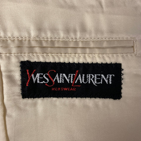 YVES SAINT LAURENT Size 38 Cream Tweed Wool Blend Sport Coat