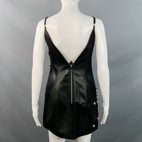 AREA Size S Black Silver Studded Bobble Stars Mini Dress