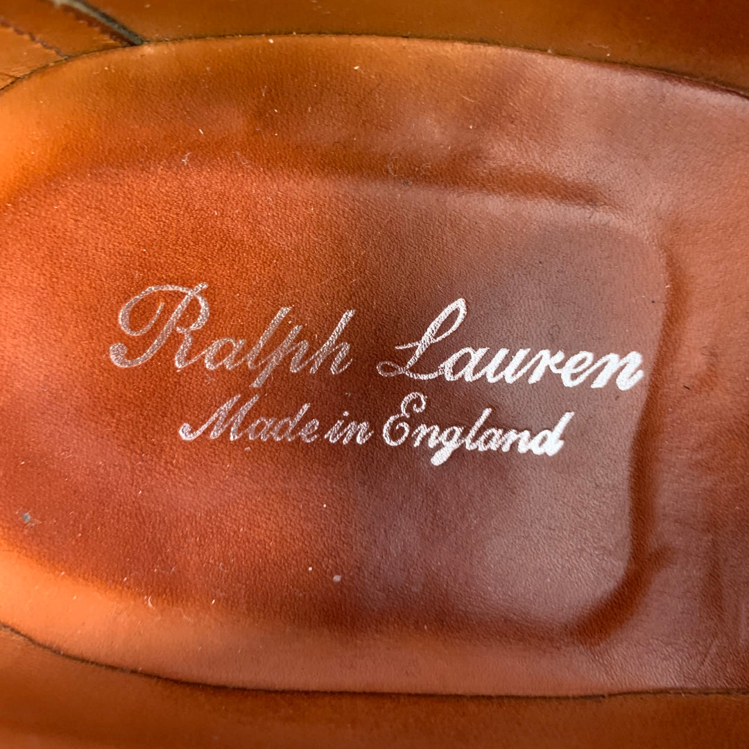 RALPH LAUREN Size 8.5 Brown Wingtip Leather Monk Strap Loafers