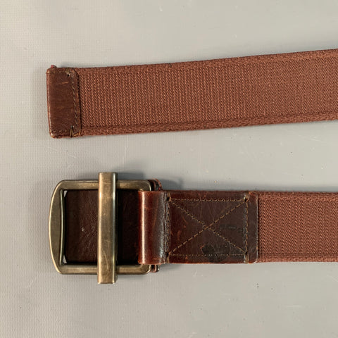 MARNI Size 34 Brown Leather Cotton Belt
