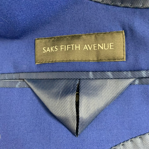 SAKS FIFTH AVENUE Size 38 Royal Blue Wool Notch Lapel Suit