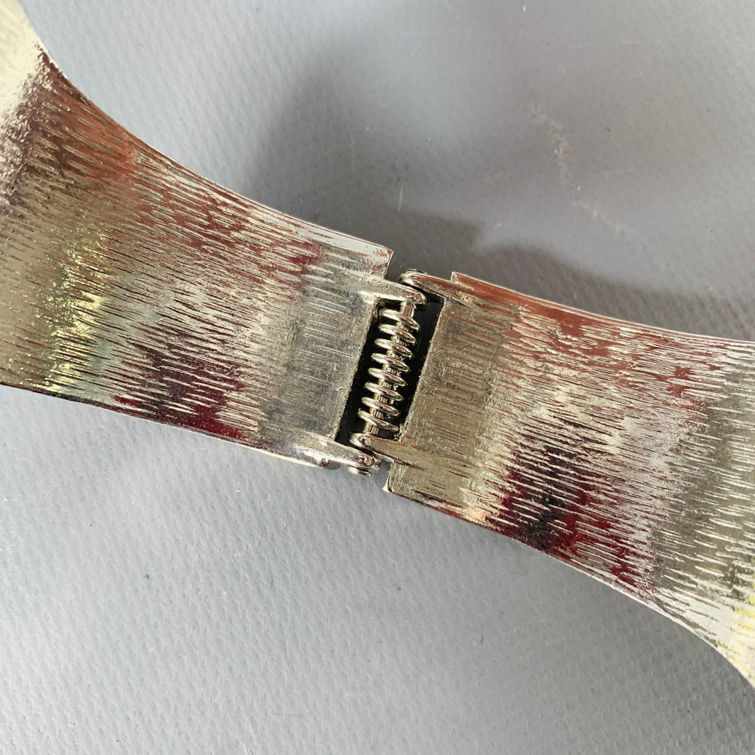 VINTAGE Silver Metal Rhinestones Cuff Bracelet