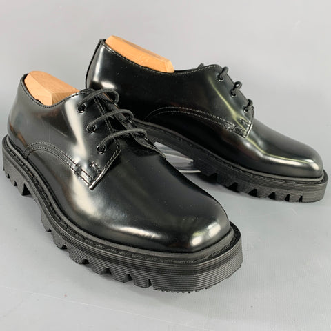 THE ROW Size 7.5 Black Leather Tread Sole Lace-Up Shoes