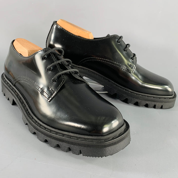 THE ROW Size 7.5 Black Leather Tread Sole Lace-Up Shoes