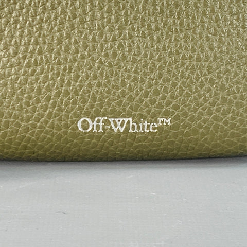 OFF-WHITE One Size Green Olive Embossed Pebble Grain Leather Phone Bag