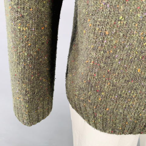HARLEY Size XXL Green Melange Merino Wool Crew Neck Sweater