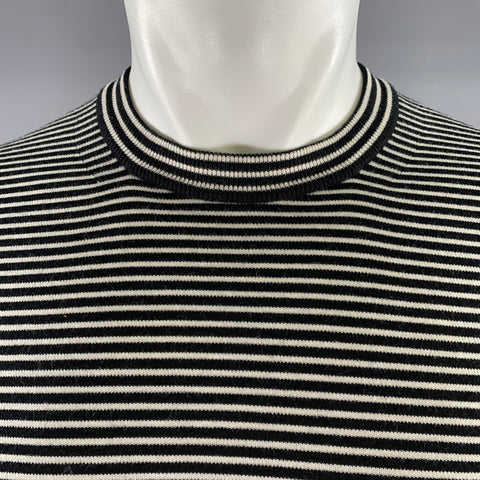 BATONER Size S Black White Stripe Wool Pullover