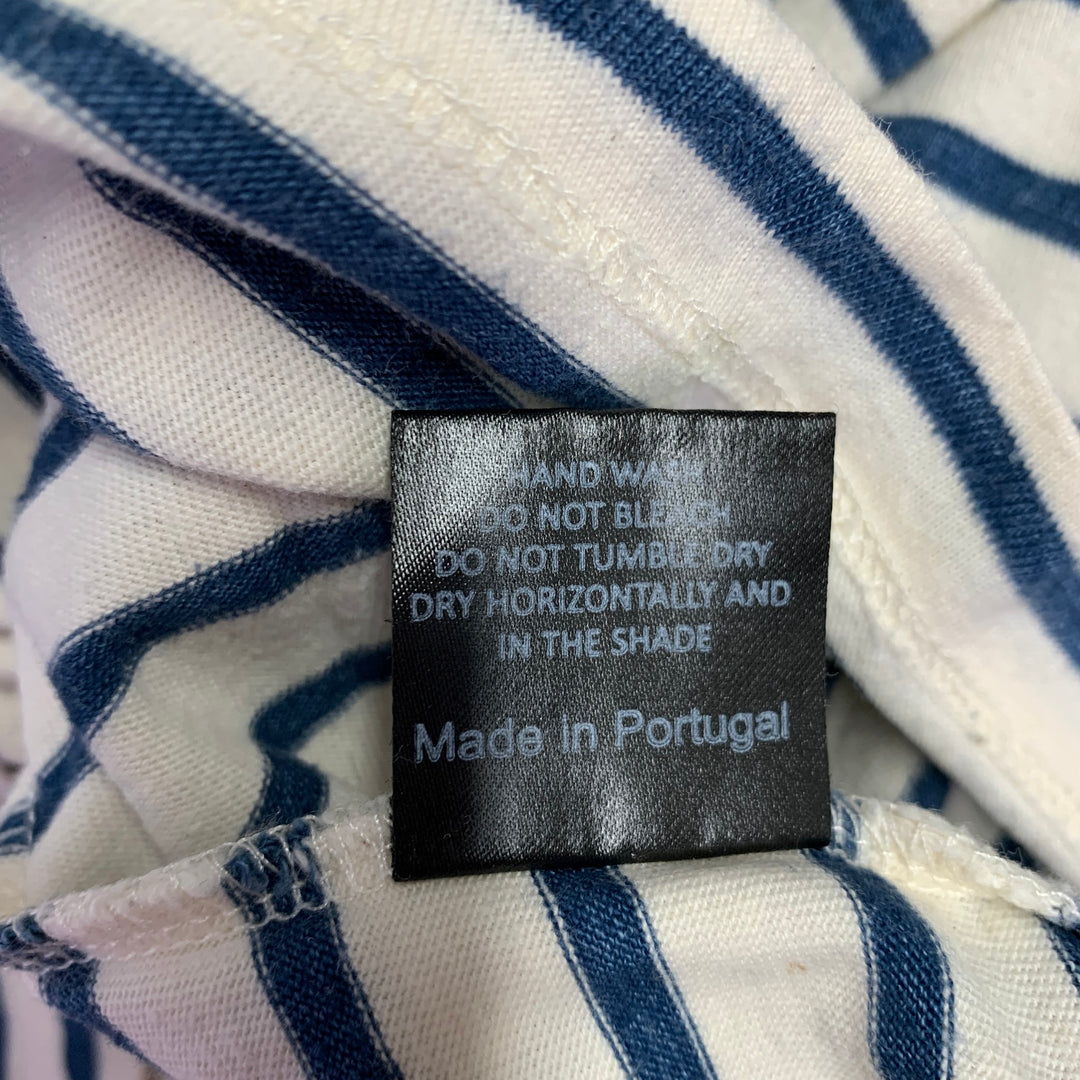 TODD SNYDER Size M White Blue Stripe Cotton Crew Neck Pullover