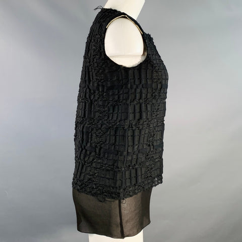 MAISON MARTIN MARGIELA Size XS Black Wool Blend Textured Casual Top