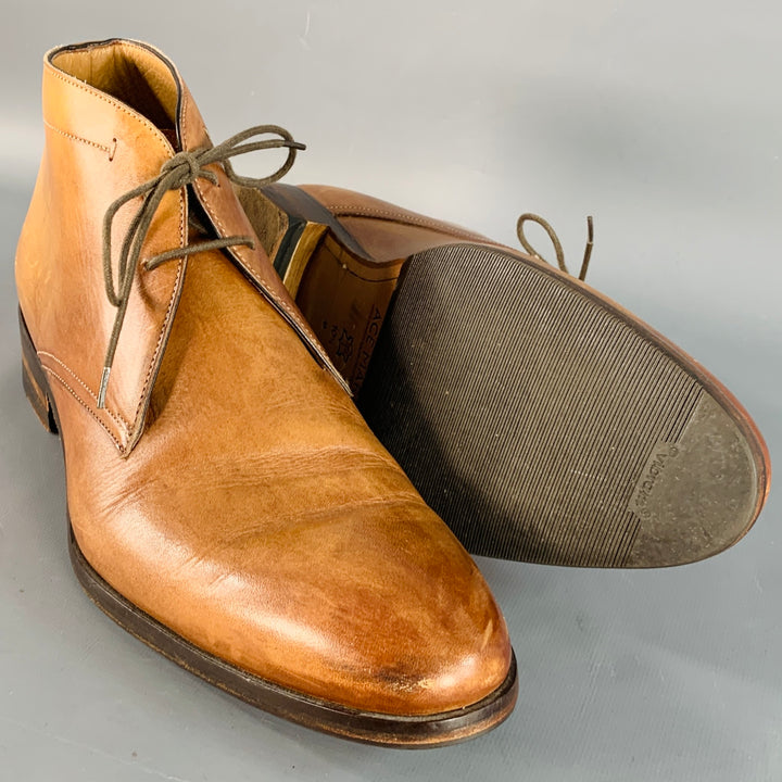 ACE MARKS Size 10.5 Tan Antique Leather Chukka Lace-Up Boots
