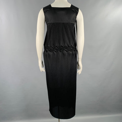 COMME des GARCONS Size L Black Polyester Pleated Sleeveless Long Dress