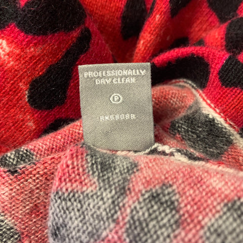 NEIMAN MARCUS Size S Red Black Cashmere Leopard Pullover Womens