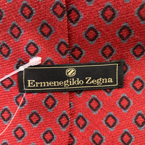 ERMENEGILDO ZEGNA Size One Size Red Blue Abstract Silk Cashmere Blend Tie