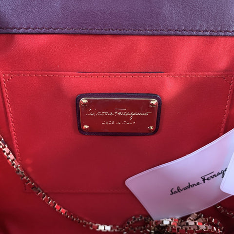 SALVATORE FERRAGAMO Purple Quilted Patent Clutch Bags