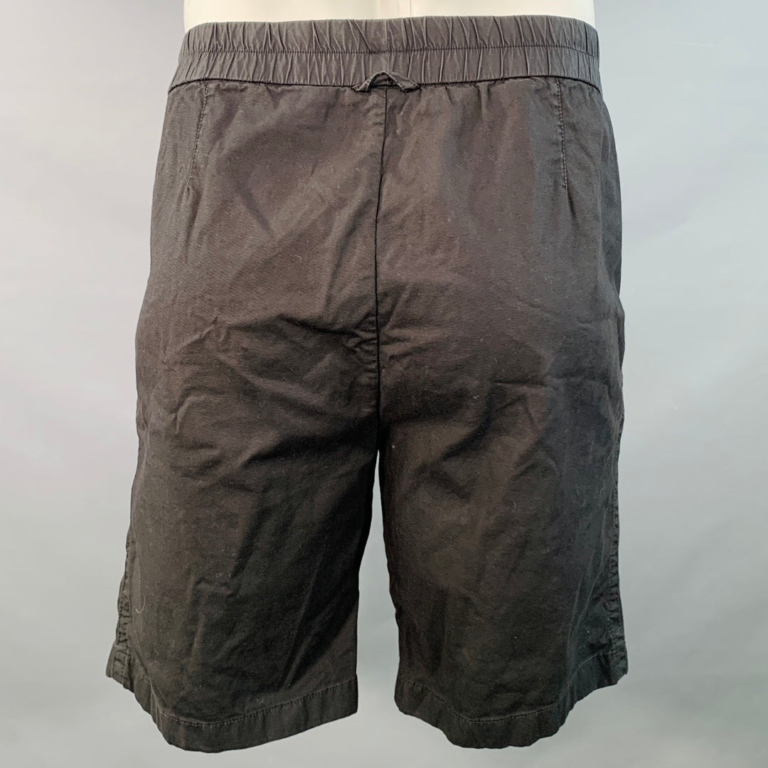 JAMES PERSE Size L Black Cotton Blend Button Fly Drawstring Shorts